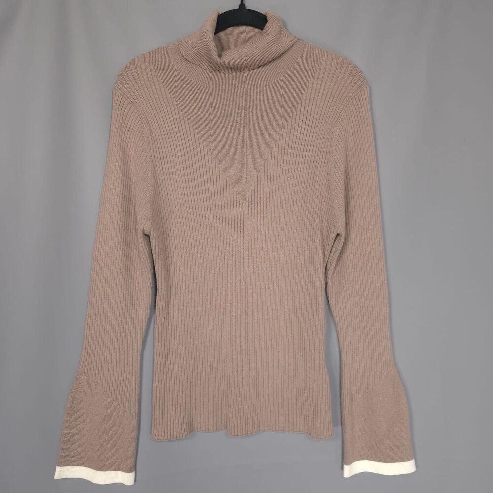 VARLEY Women’s Size M RAVENA Rib Knit High Neck Top Viscose Blend Fungi VAR02172